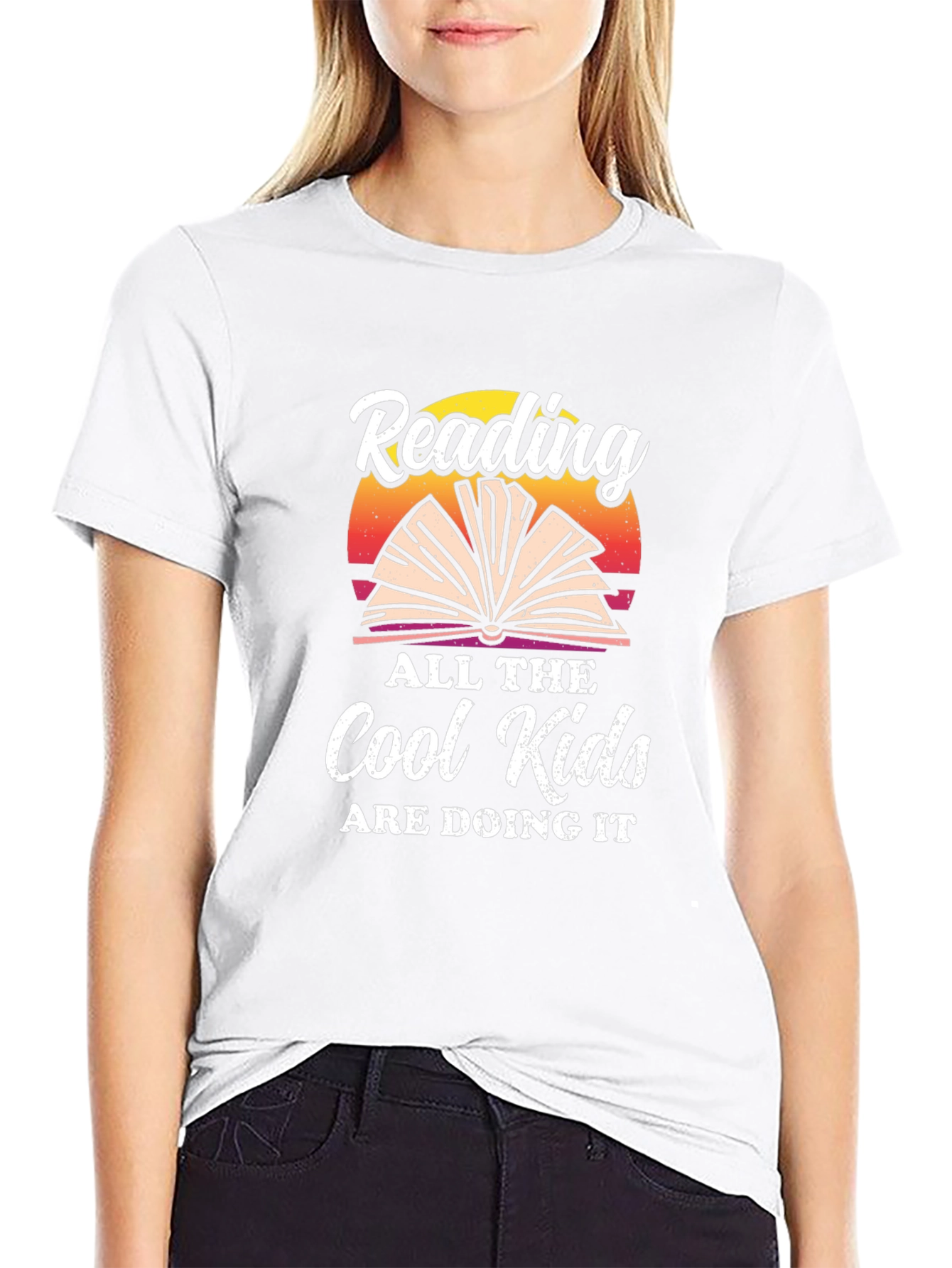 Reading is Cool T-Shirt: Open Book Sunset Graphic Tee