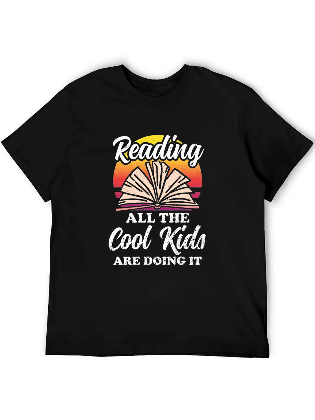 Reading is Cool T-Shirt: Open Book Sunset Graphic Tee