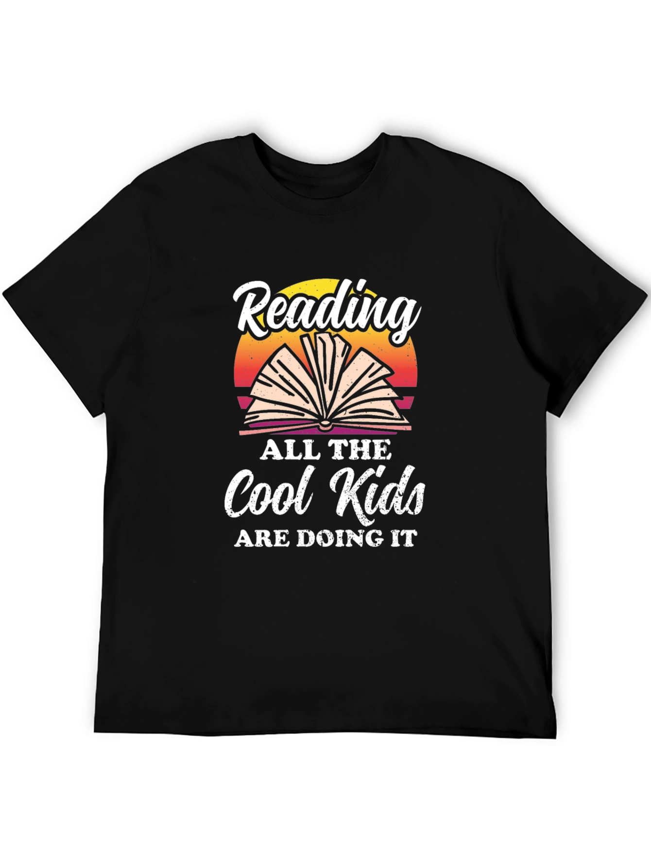 Reading is Cool T-Shirt: Open Book Sunset Graphic Tee