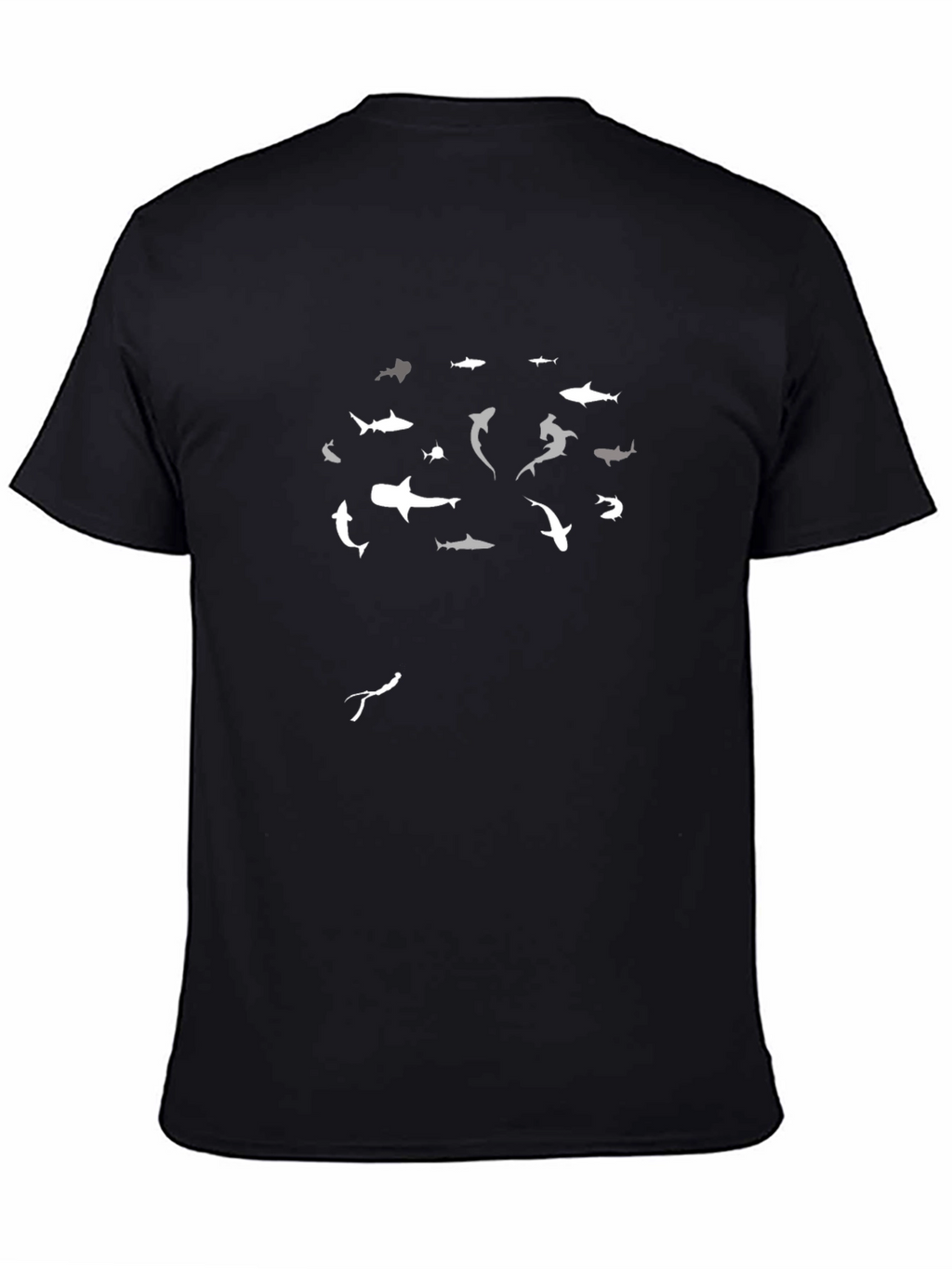 Shark Pattern Black T-Shirt