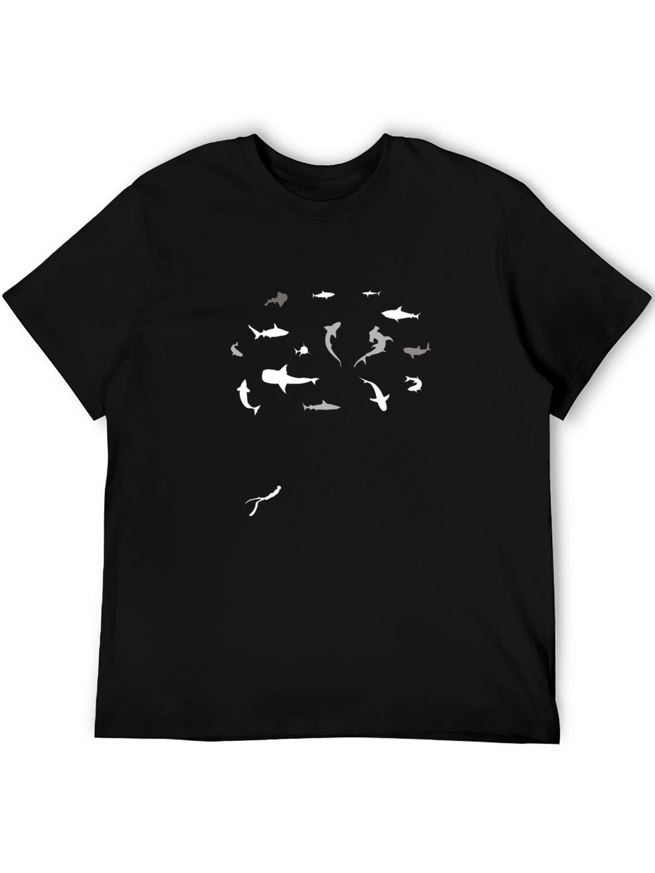 Shark Pattern Black T-Shirt
