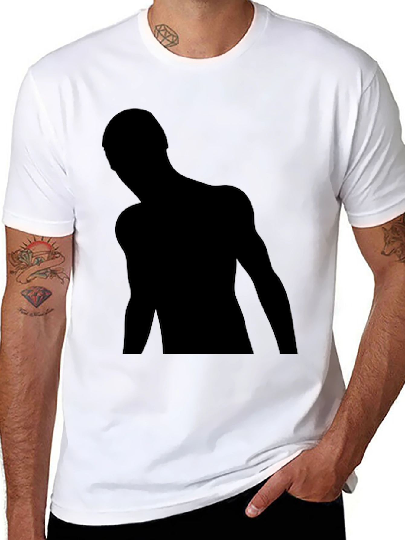 Mens Black Graphic Tee - Silhouette Design