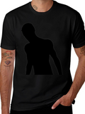 Mens Black Graphic Tee - Silhouette Design