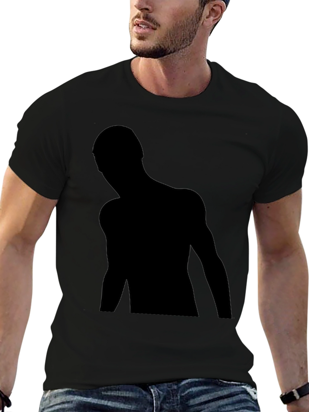 Mens Black Graphic Tee - Silhouette Design