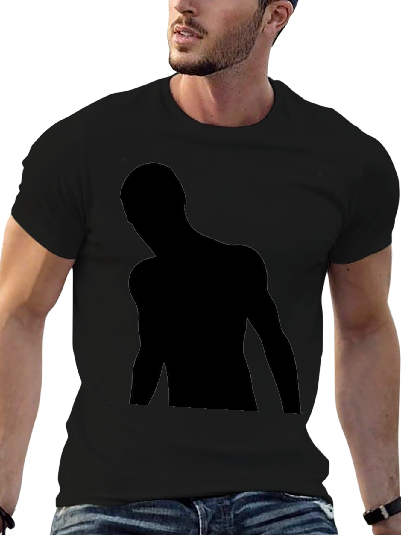 Mens Black Graphic Tee - Silhouette Design