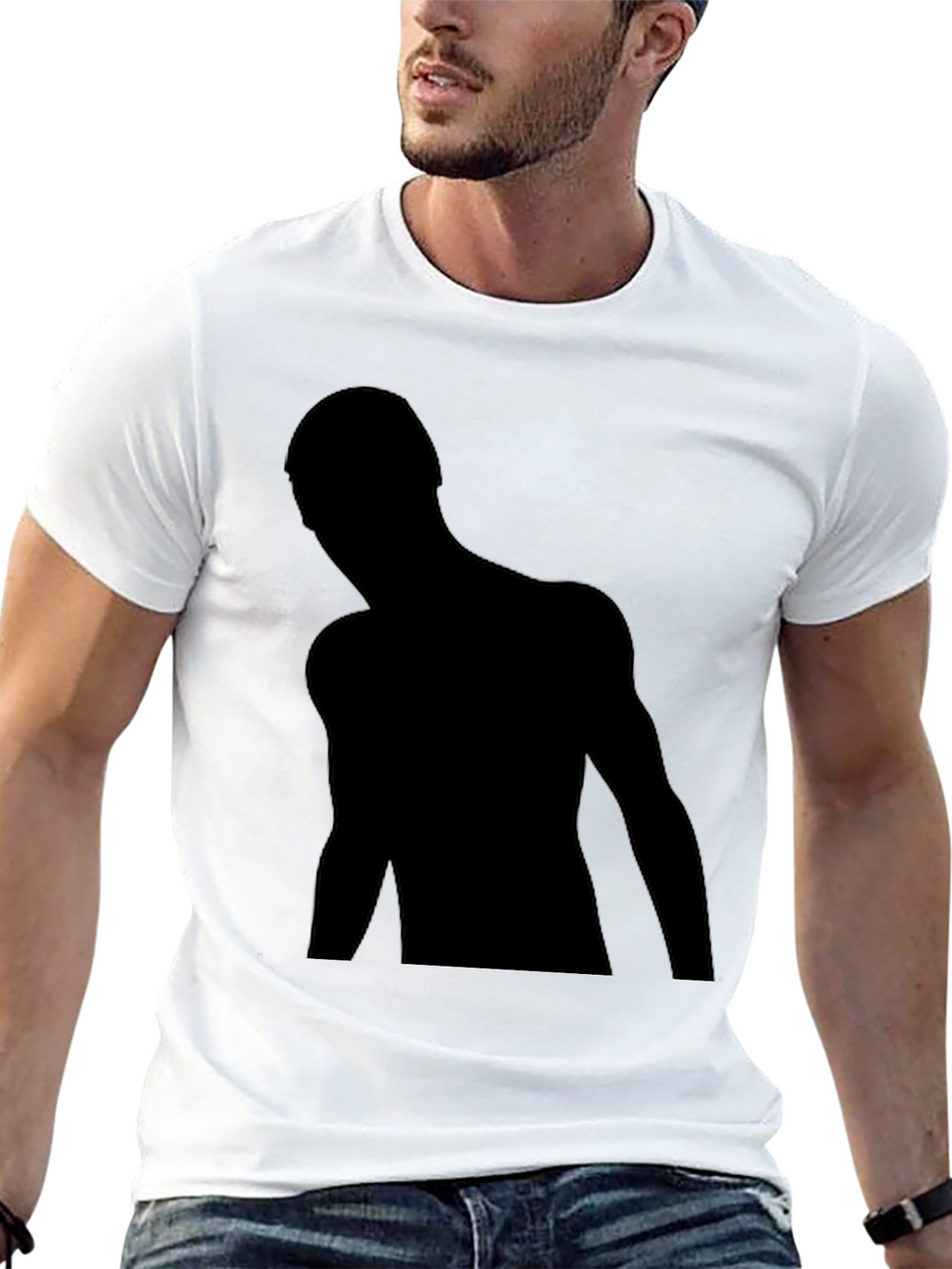 Mens Black Graphic Tee - Silhouette Design