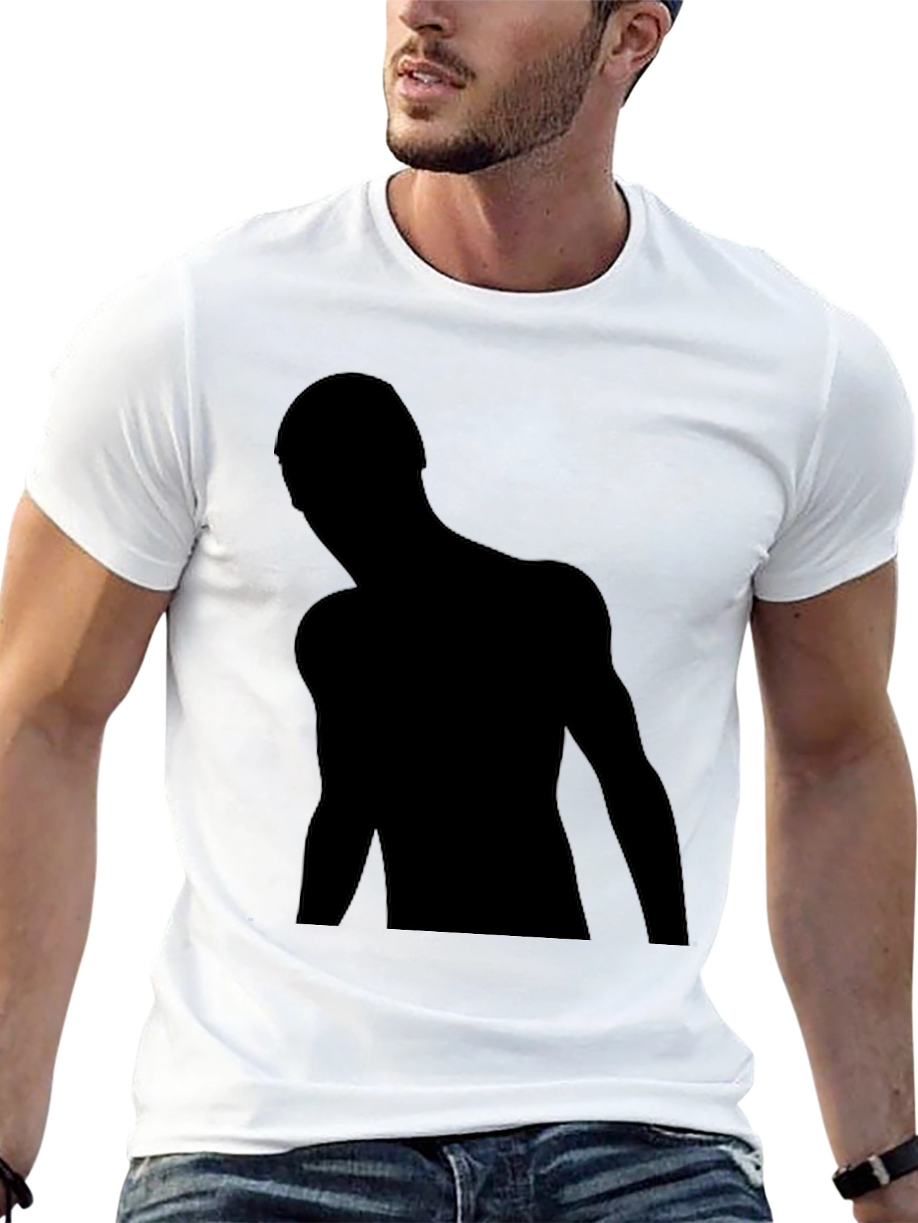 Mens Black Graphic Tee - Silhouette Design
