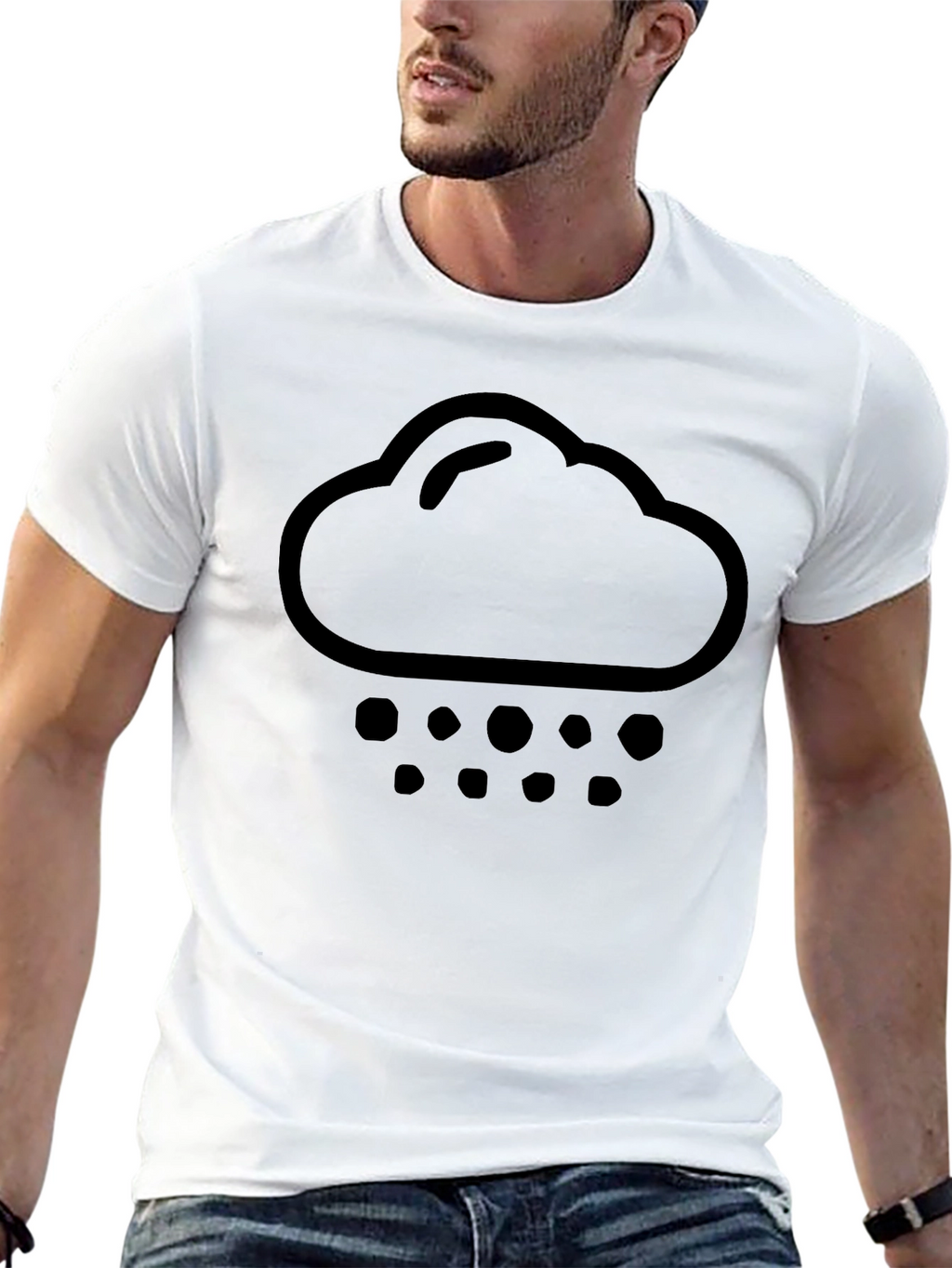 Rain Cloud Graphic Tee - Black Cotton T-Shirt