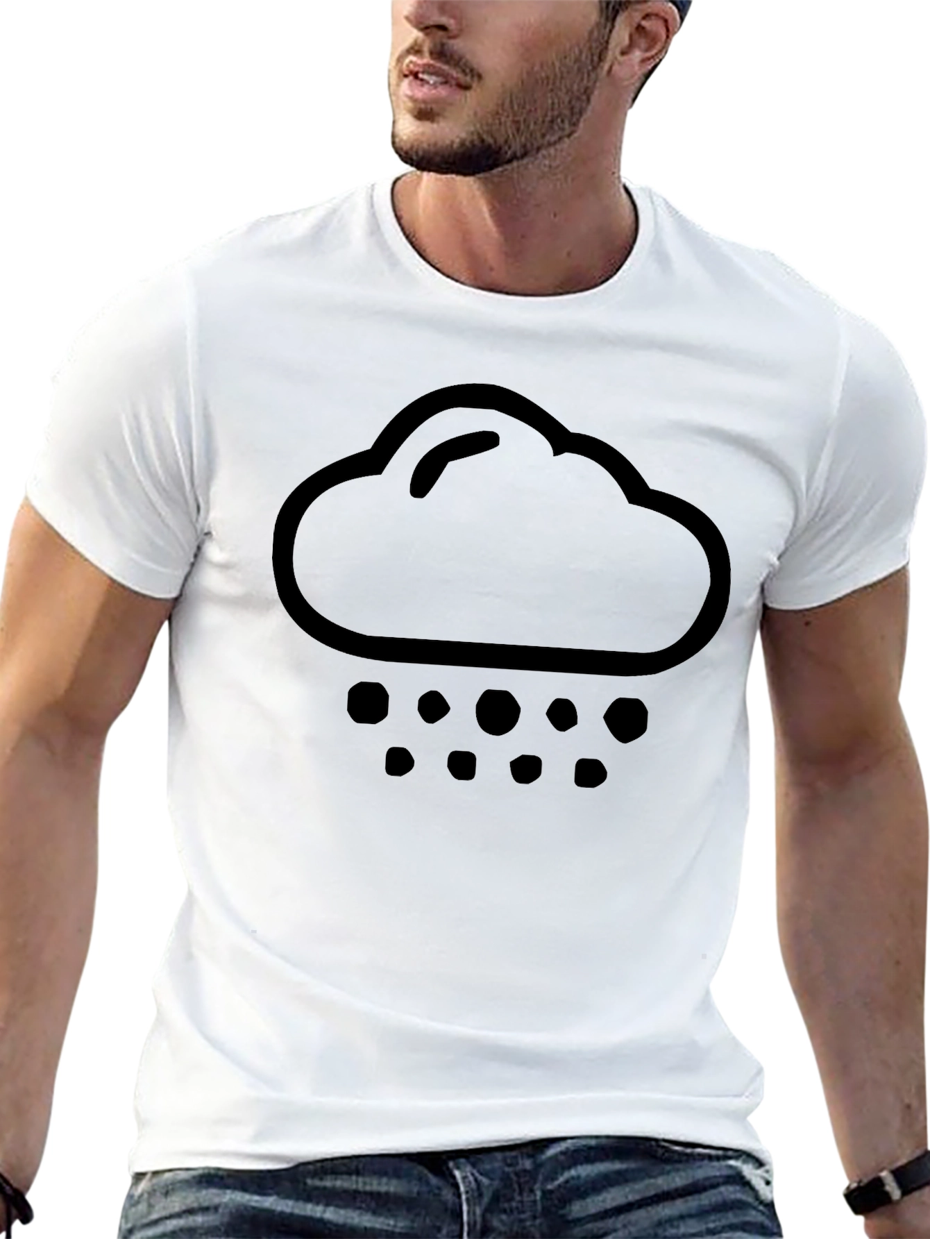 Rain Cloud Graphic Tee - Black Cotton T-Shirt