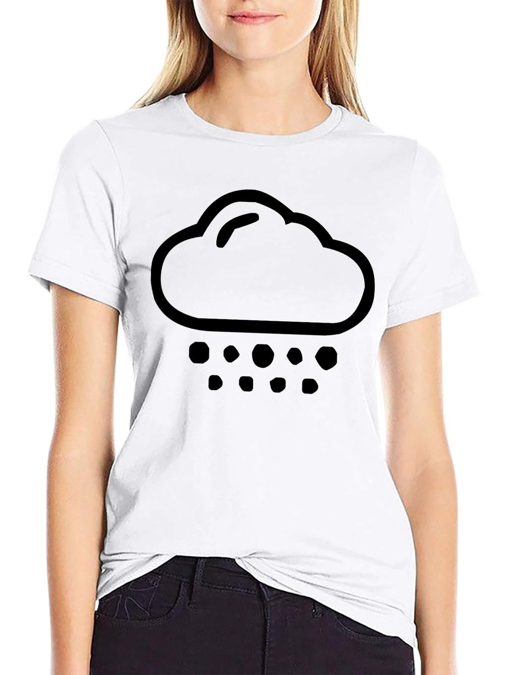 Rain Cloud Graphic Tee - Black Cotton T-Shirt