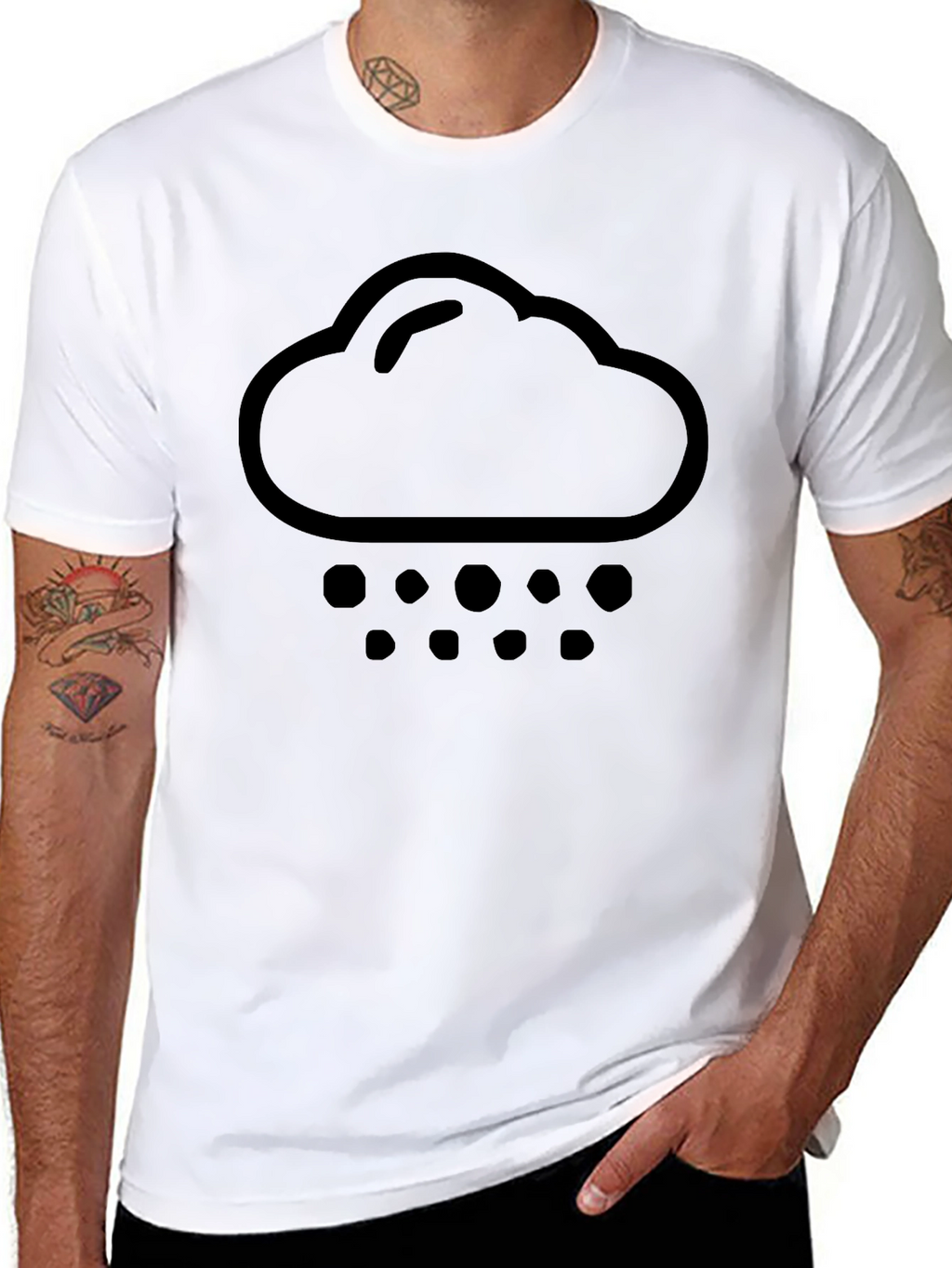 Rain Cloud Graphic Tee - Black Cotton T-Shirt