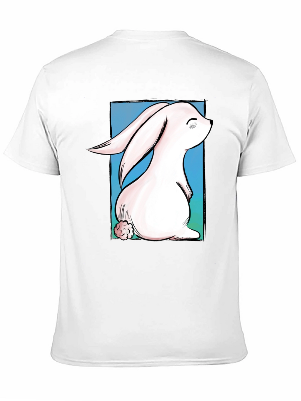 Cute Bunny Graphic Tee - Black Cotton T-Shirt