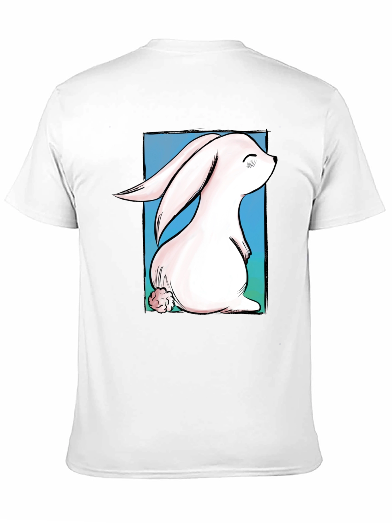 Cute Bunny Graphic Tee - Black Cotton T-Shirt