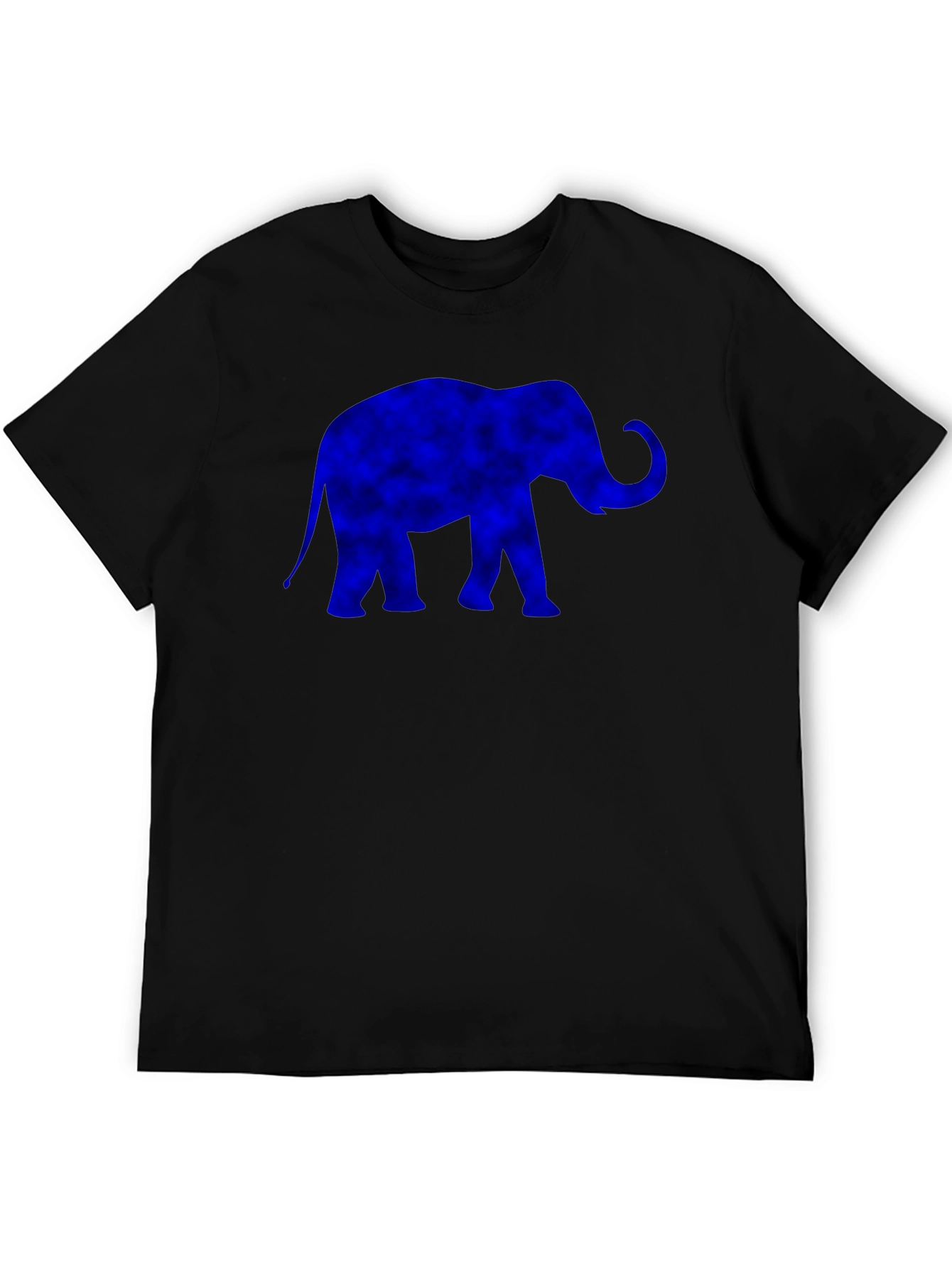 Blue Elephant Graphic Print Black T-Shirt