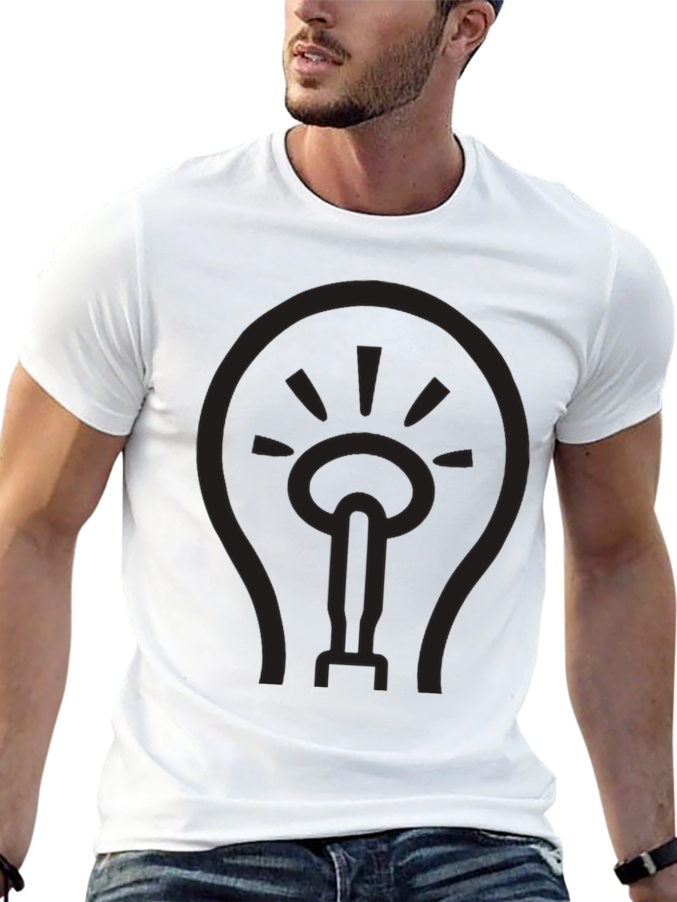 Mens Black Lightbulb Graphic T-Shirt