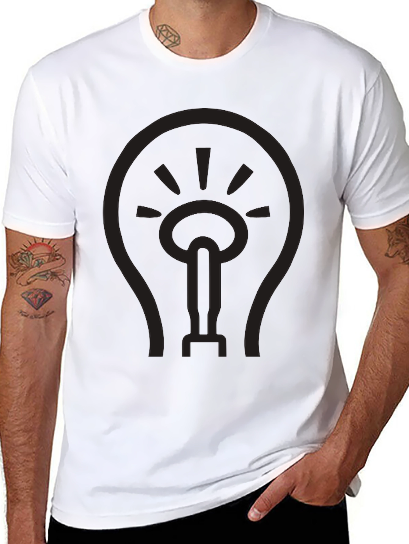 Mens Black Lightbulb Graphic T-Shirt