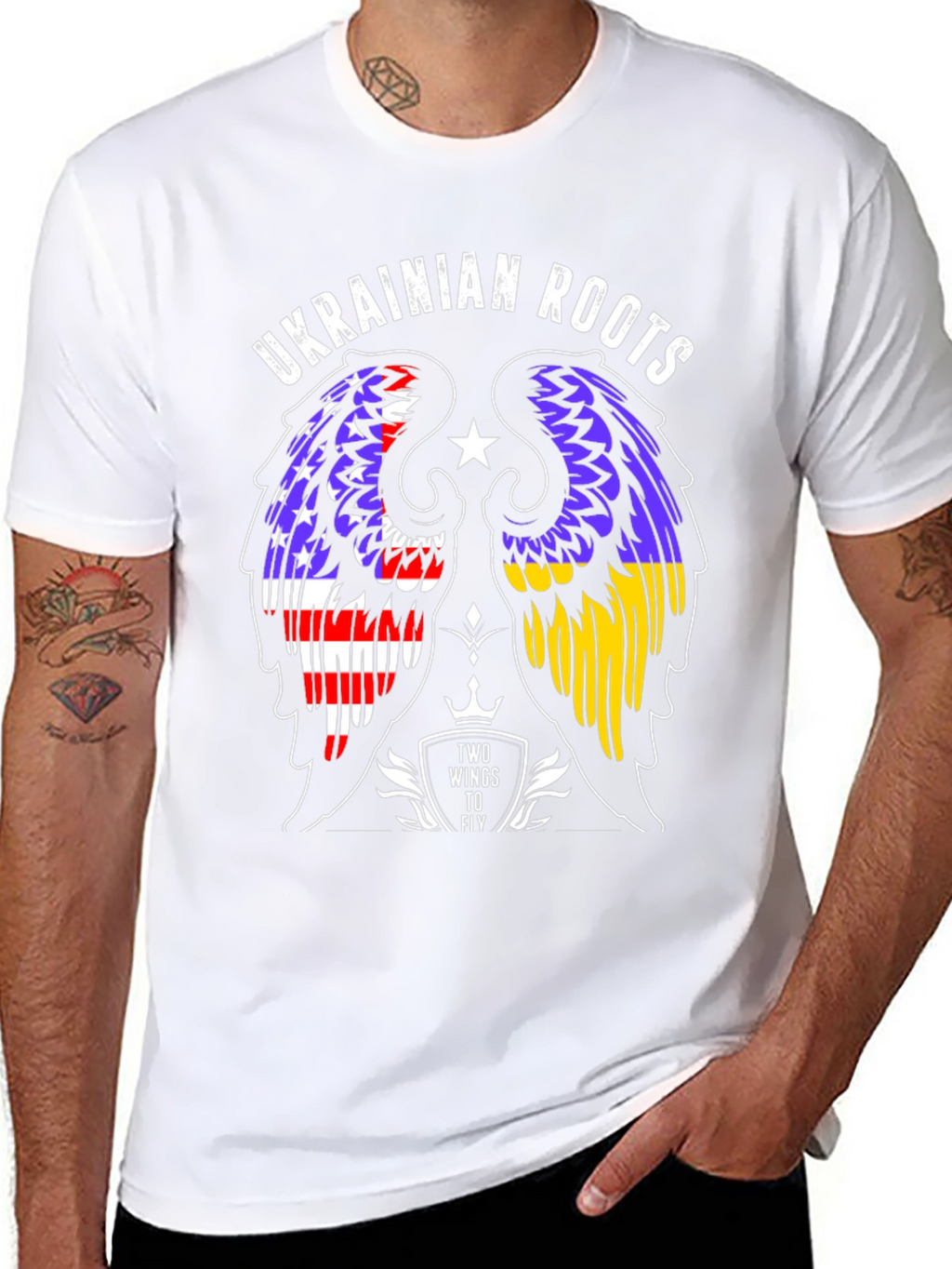 Ukrainian Roots T-Shirt Two Wings to Fly