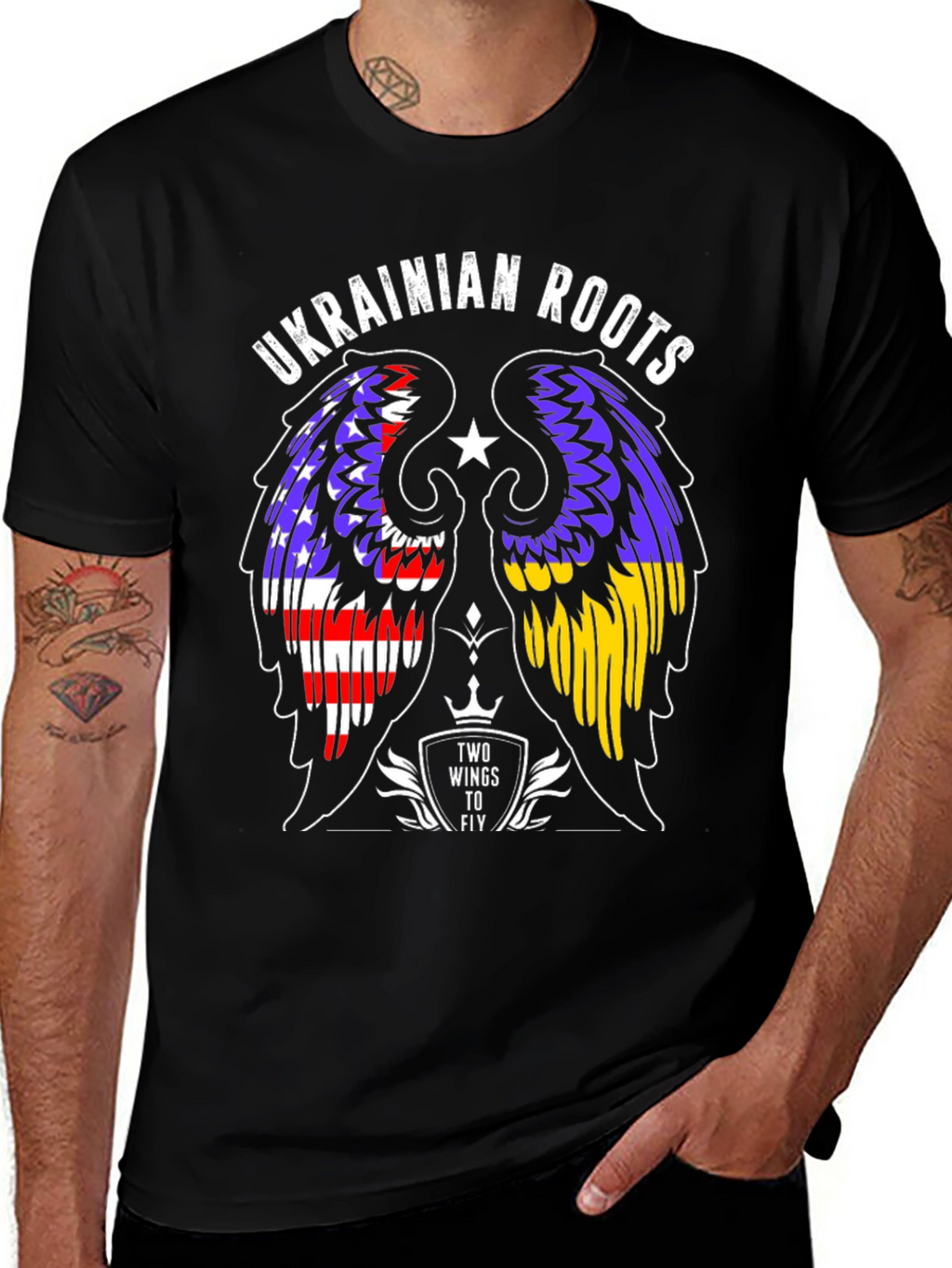 Ukrainian Roots T-Shirt Two Wings to Fly