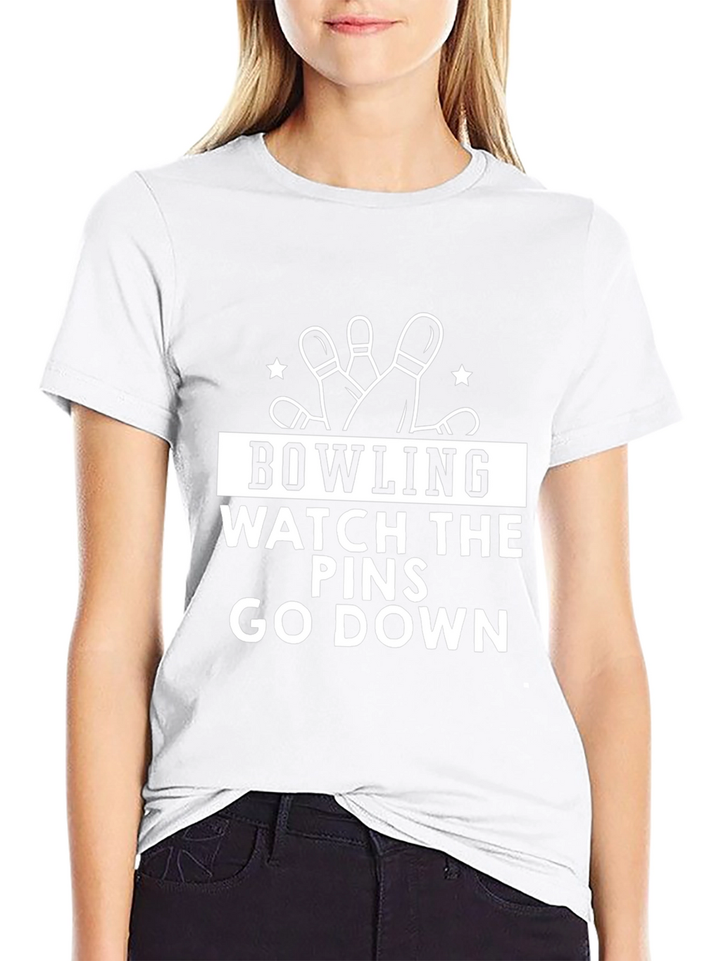 Bowling Watch The Pins Go Down Black T-Shirt