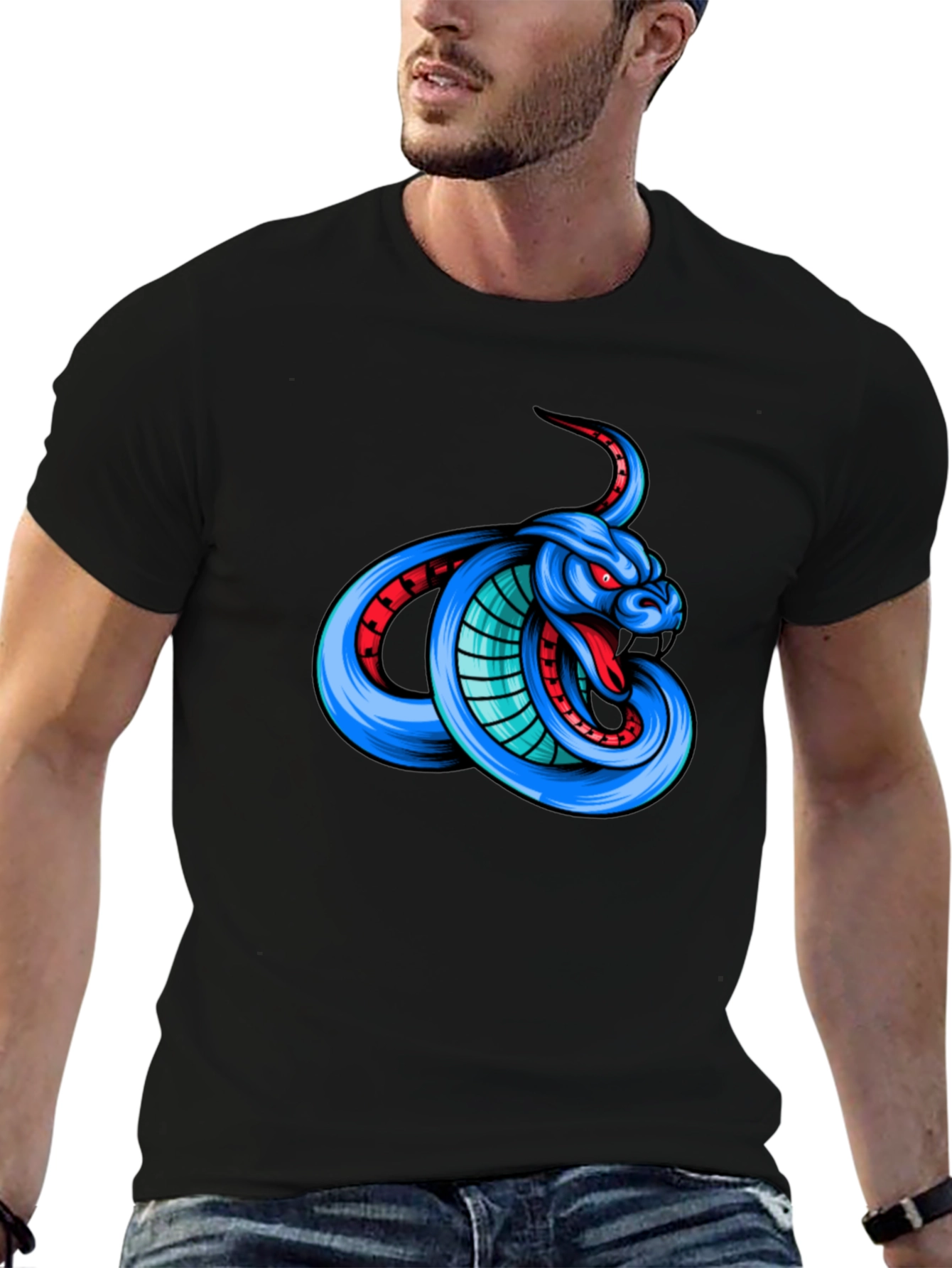 Cobra Graphic Print T-Shirt - Mens Black Tee