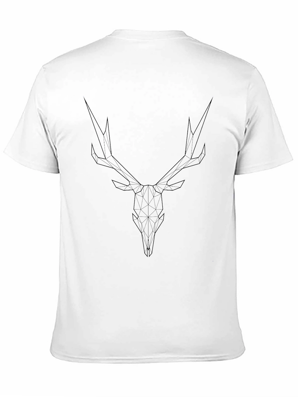 Geometric Deer Skull Graphic Tee - Modern Black T-Shirt