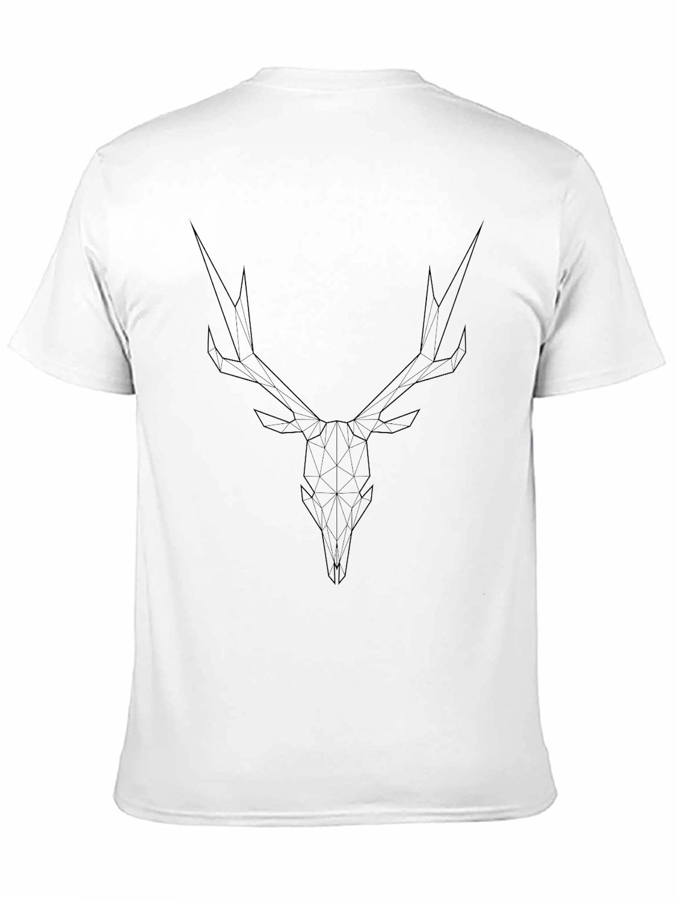 Geometric Deer Skull Graphic Tee - Modern Black T-Shirt