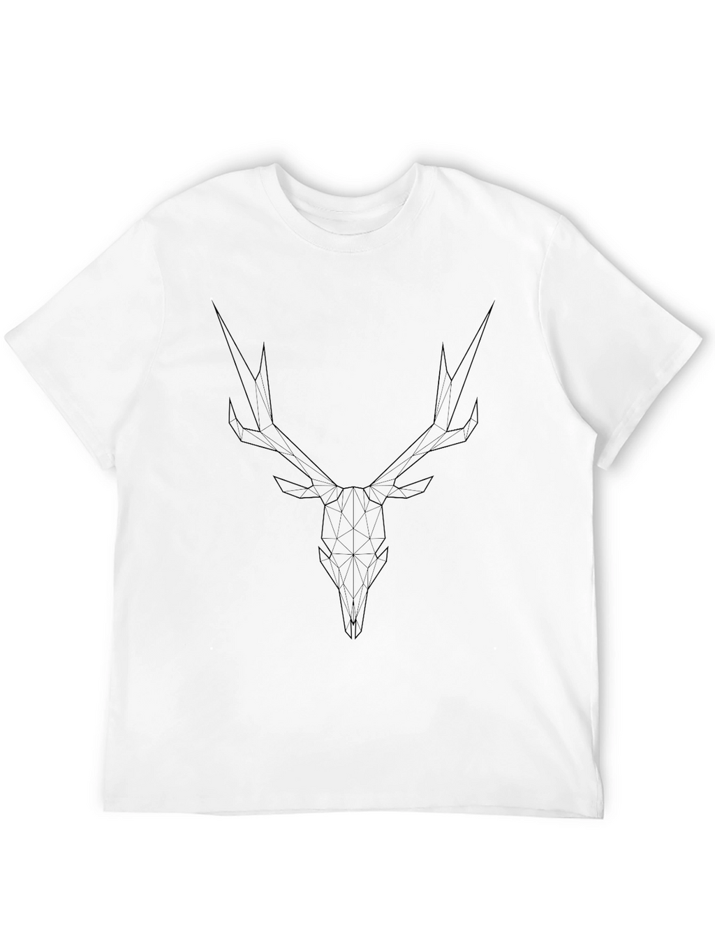 Geometric Deer Skull Graphic Tee - Modern Black T-Shirt