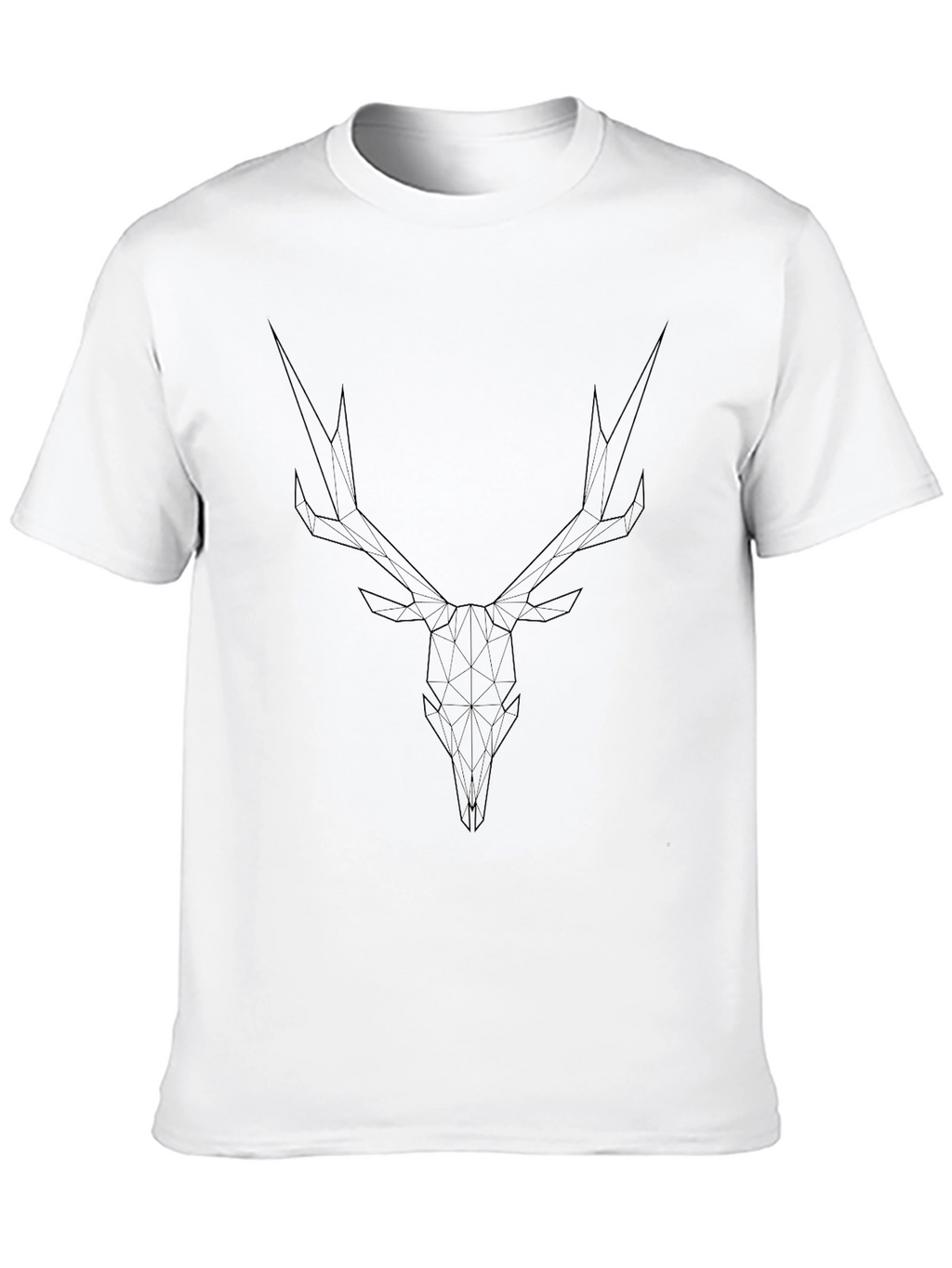 Geometric Deer Skull Graphic Tee - Modern Black T-Shirt