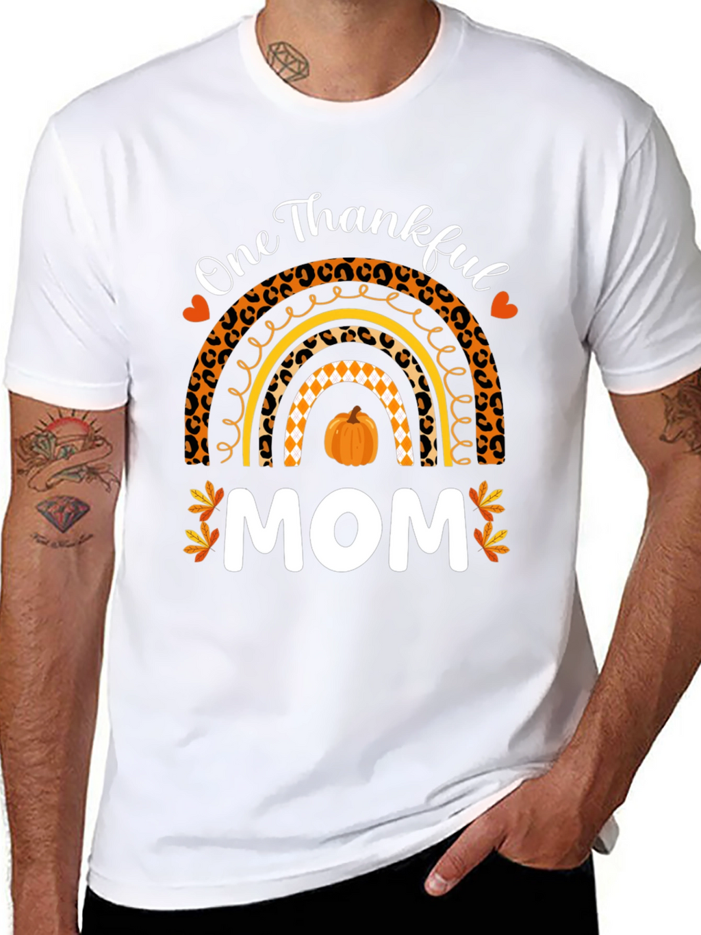 Thankful Mom T-Shirt - Fall Rainbow Thanksgiving Tee