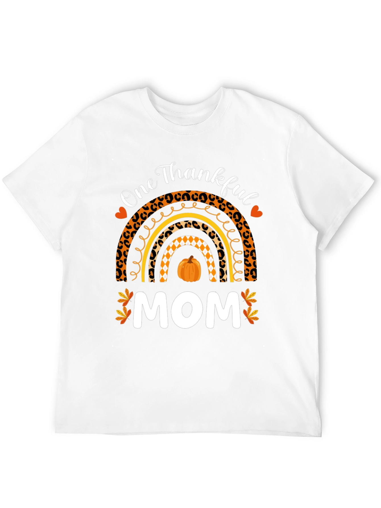 Thankful Mom T-Shirt - Fall Rainbow Thanksgiving Tee