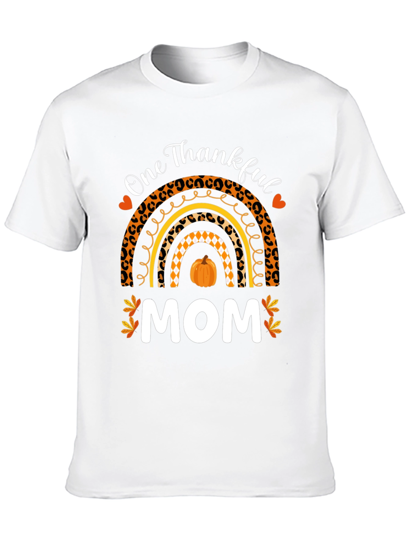 Thankful Mom T-Shirt - Fall Rainbow Thanksgiving Tee
