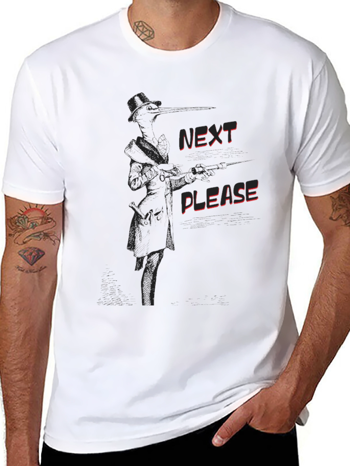 Next Please Black Graphic Tee