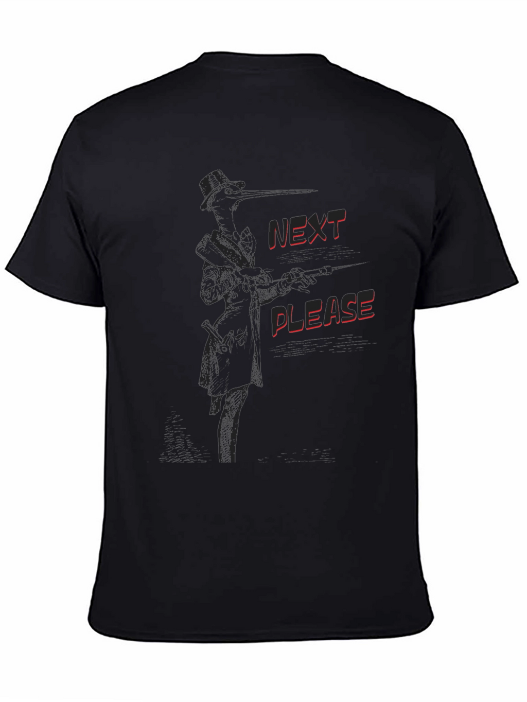 Next Please Black Graphic Tee