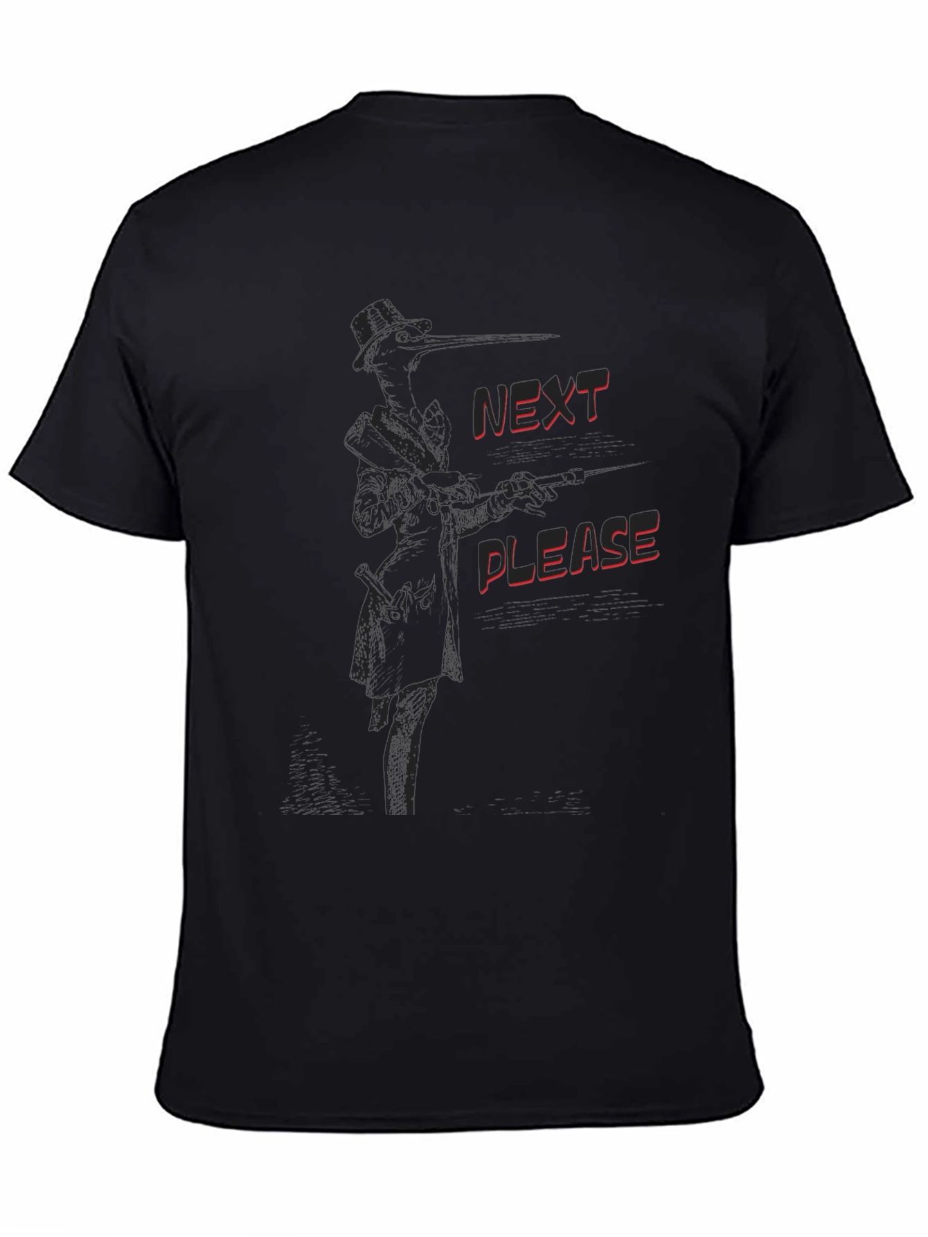 Next Please Black Graphic Tee