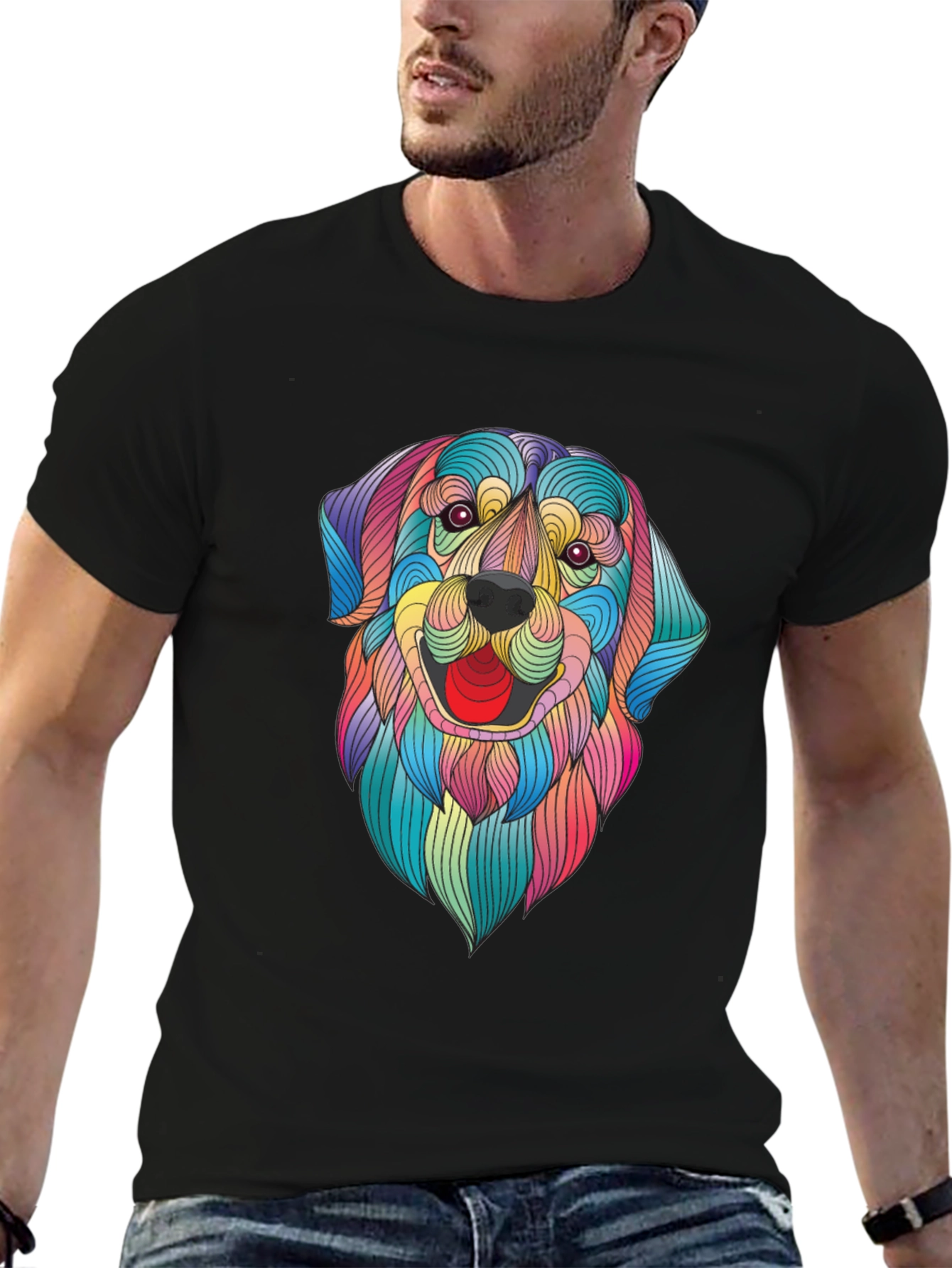 Vibrant Dog Graphic Tee - Artistic Pet Lover Shirt