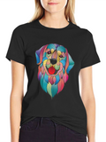 Vibrant Dog Graphic Tee - Artistic Pet Lover Shirt