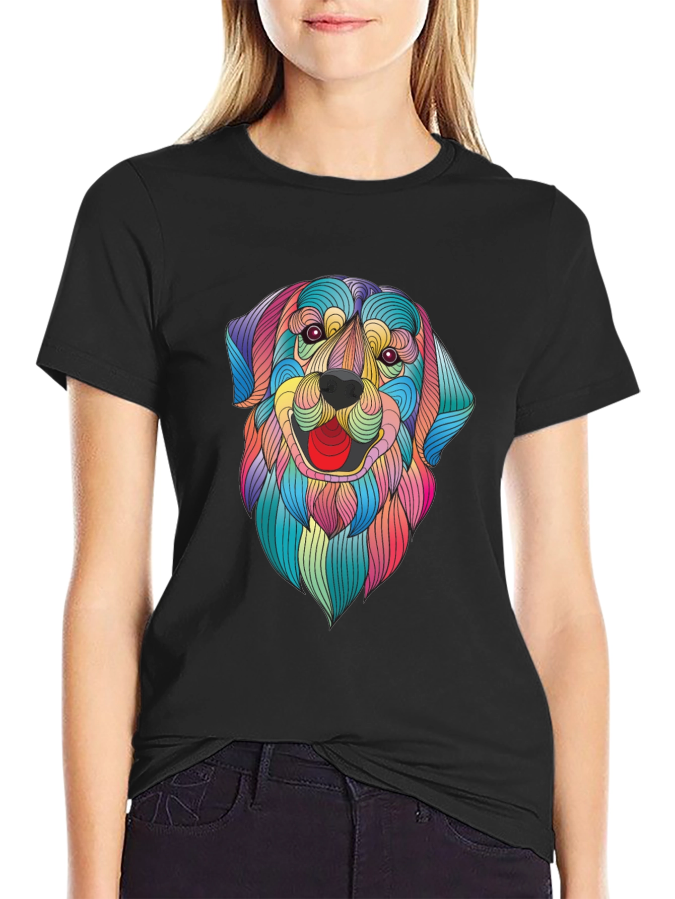 Vibrant Dog Graphic Tee - Artistic Pet Lover Shirt
