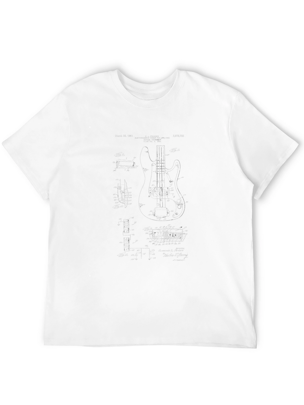 Guitar Patent Blueprint Black T-Shirt