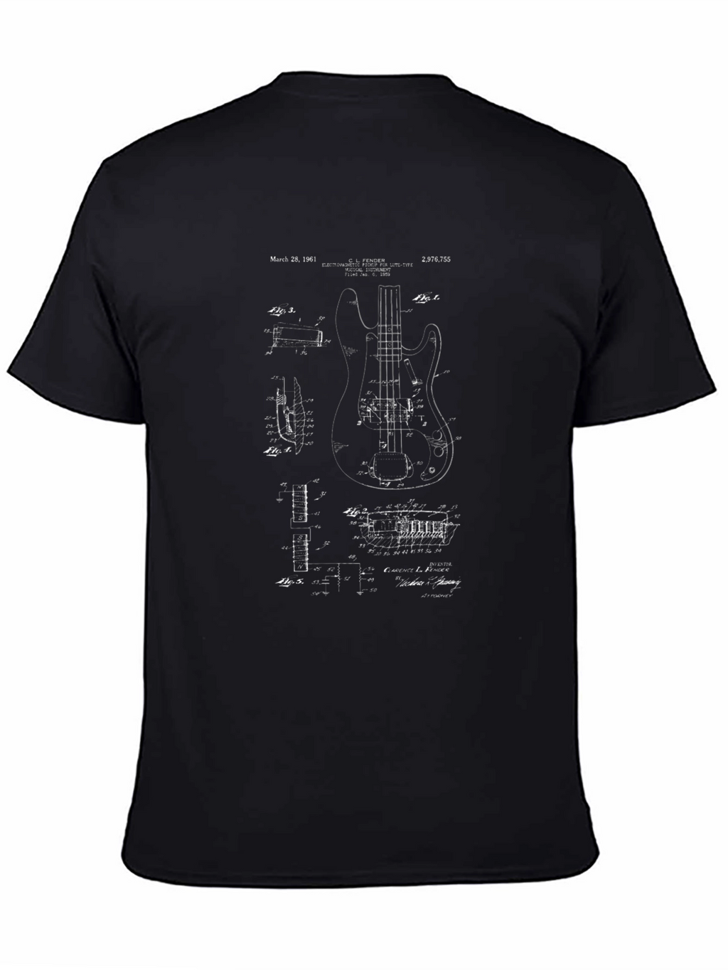 Guitar Patent Blueprint Black T-Shirt
