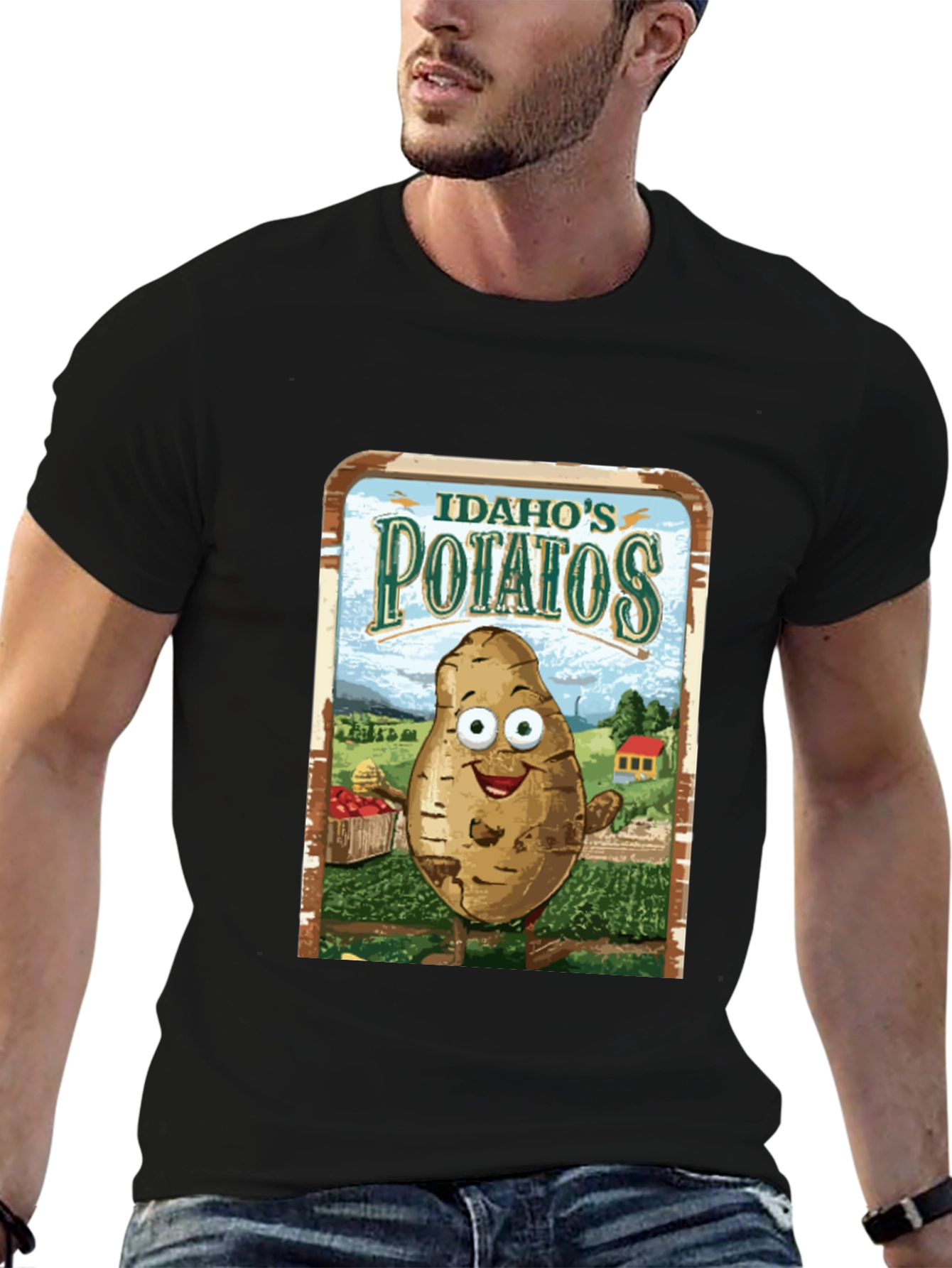 Idaho Potatoes Graphic Tee - Funny Cartoon Potato T-Shirt