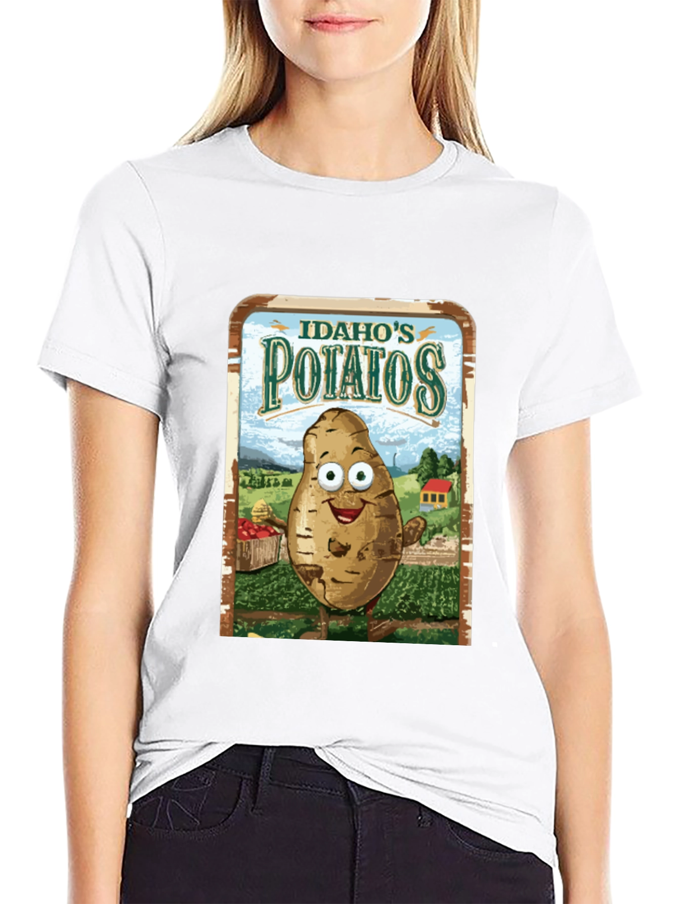 Idaho Potatoes Graphic Tee - Funny Cartoon Potato T-Shirt