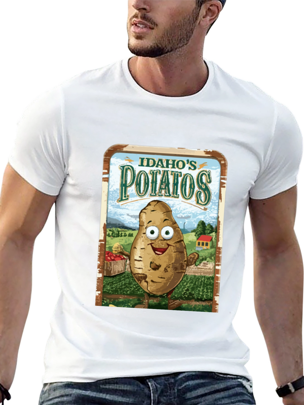 Idaho Potatoes Graphic Tee - Funny Cartoon Potato T-Shirt