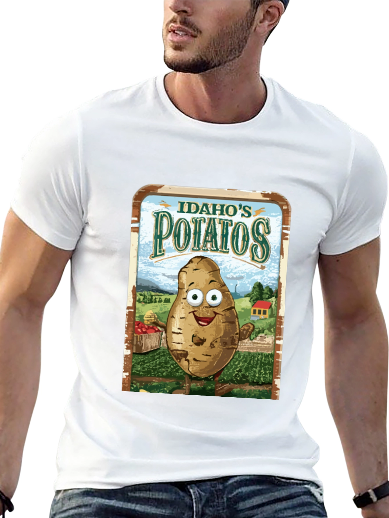 Idaho Potatoes Graphic Tee - Funny Cartoon Potato T-Shirt