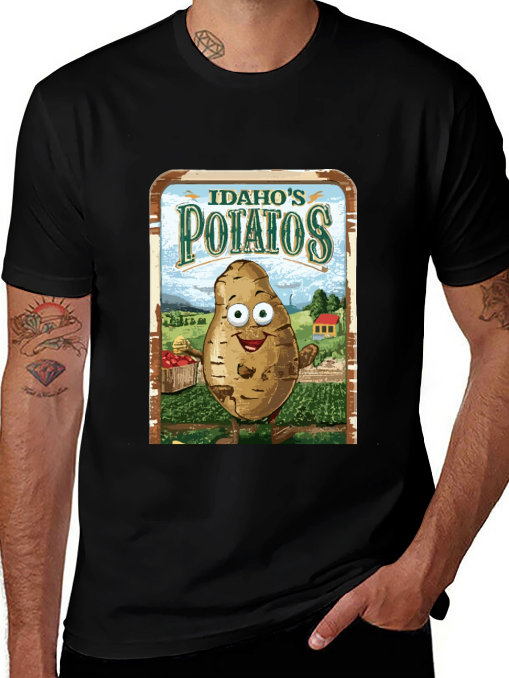 Idaho Potatoes Graphic Tee - Funny Cartoon Potato T-Shirt