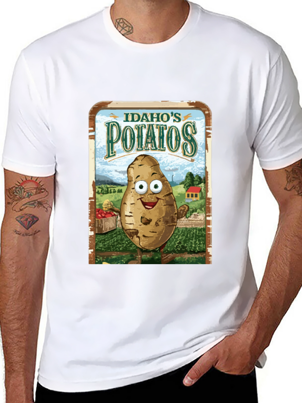 Idaho Potatoes Graphic Tee - Funny Cartoon Potato T-Shirt