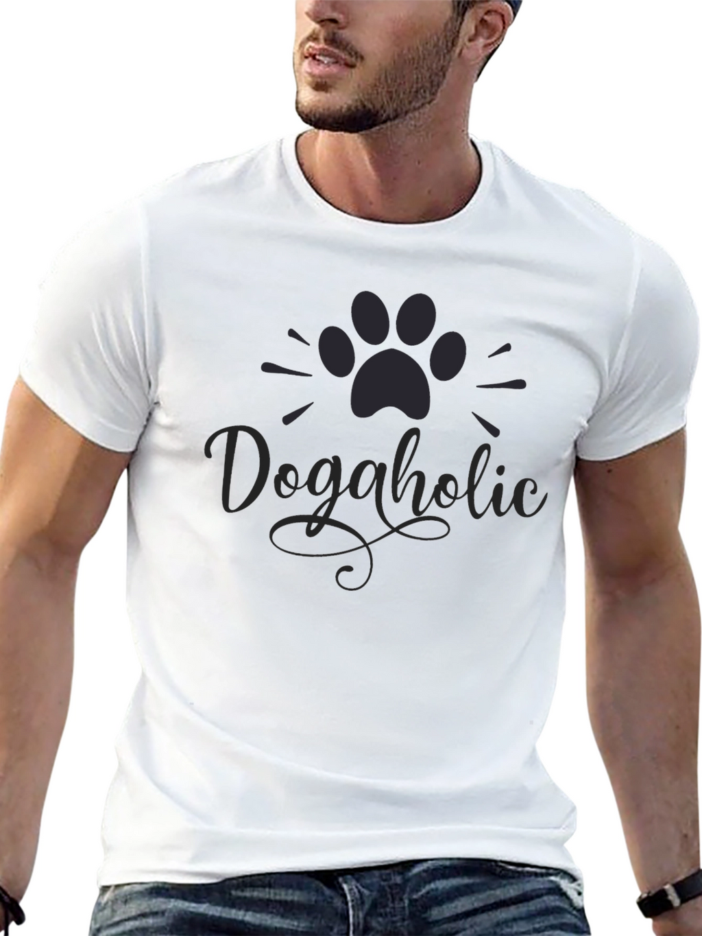 Dogaholic Paw Print Graphic T-Shirt