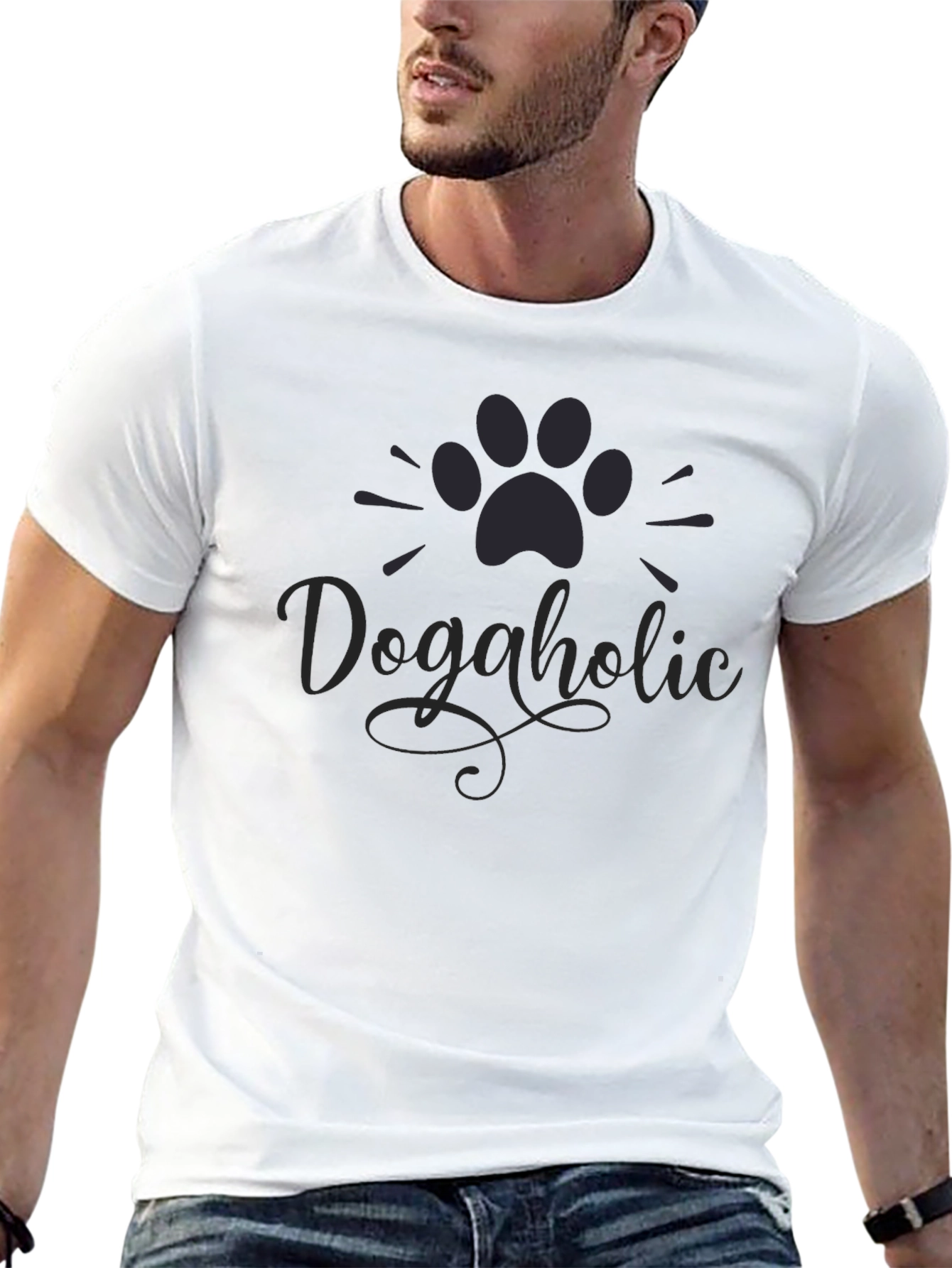 Dogaholic Paw Print Graphic T-Shirt