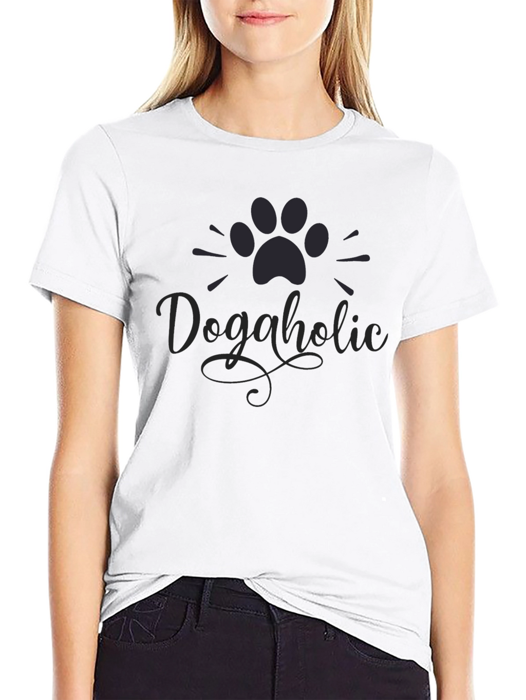 Dogaholic Paw Print Graphic T-Shirt