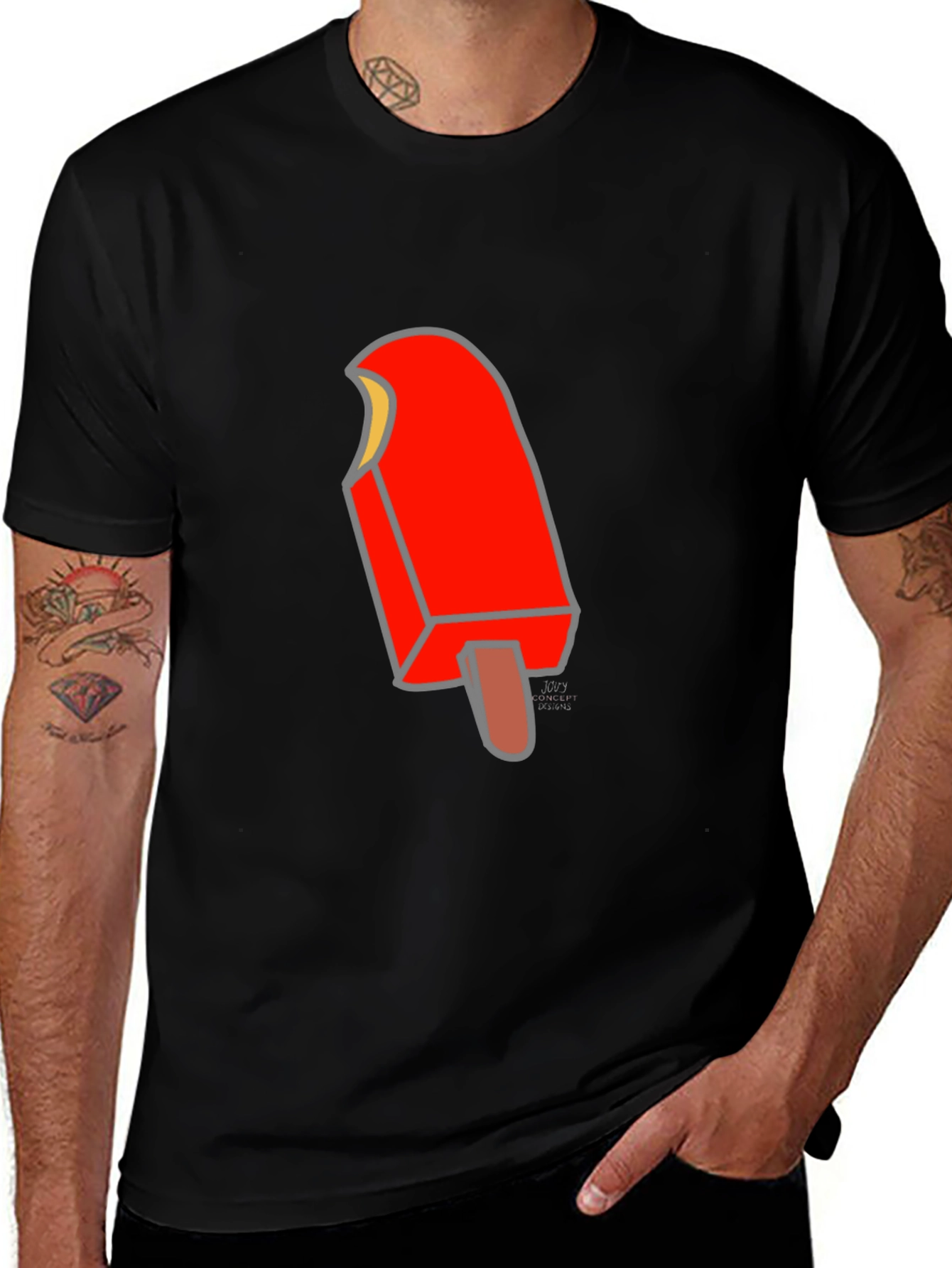Cool Ice Pop Graphic Tee - Black Cotton T-Shirt