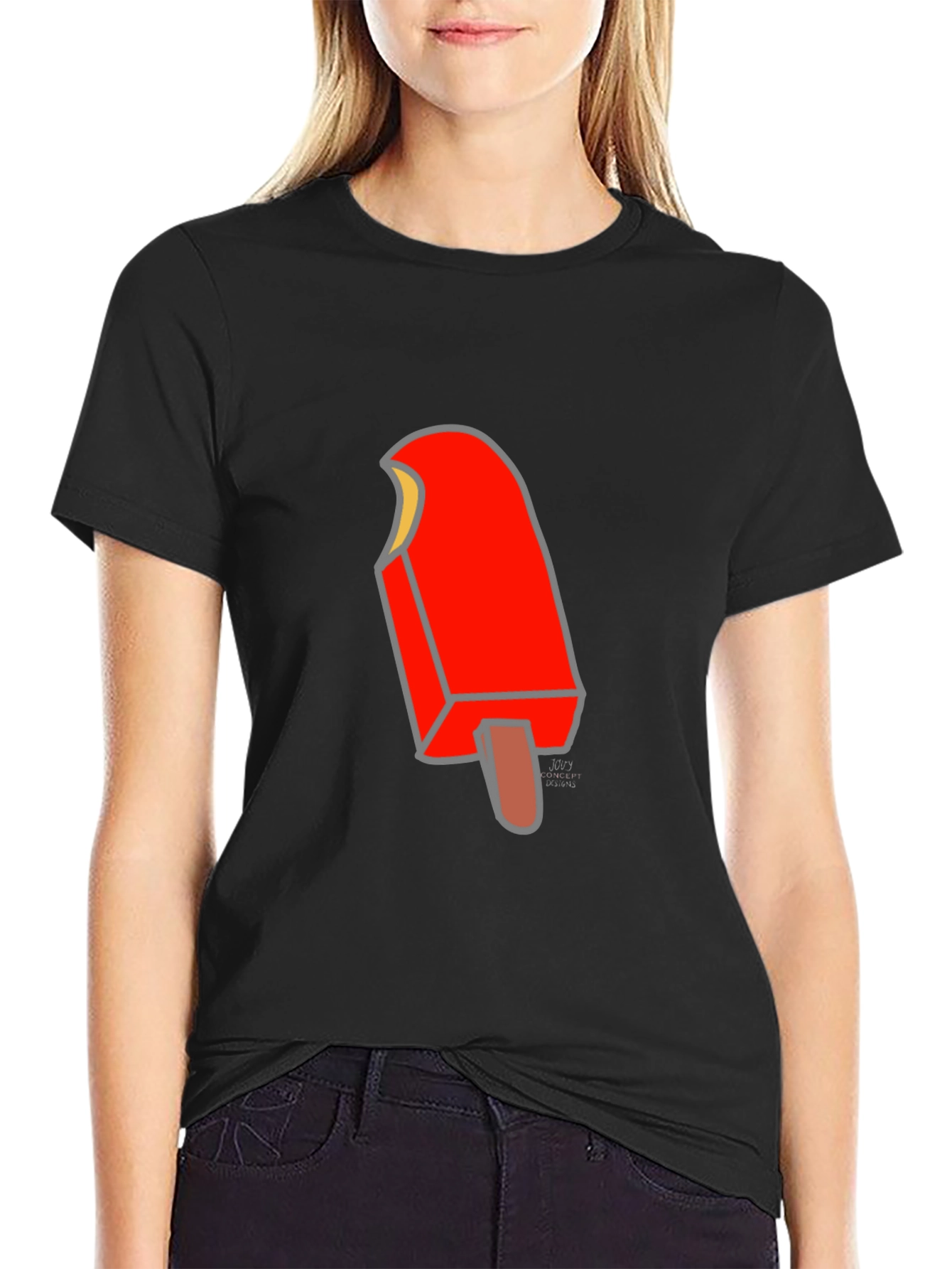 Cool Ice Pop Graphic Tee - Black Cotton T-Shirt